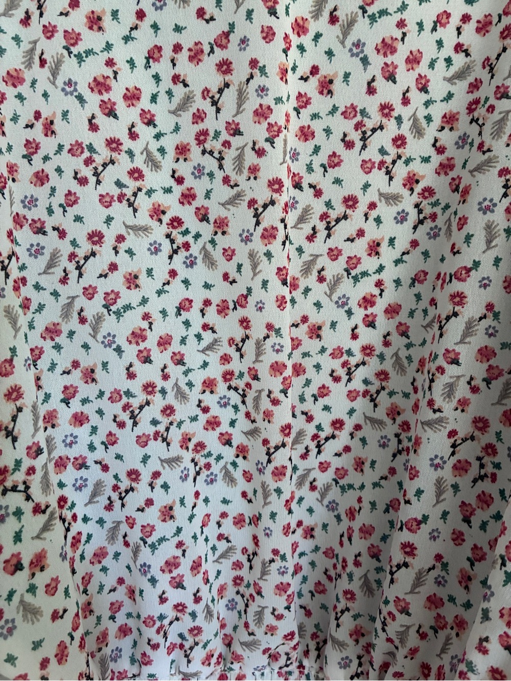 Fairy Whimsygoth Coquette White Coral Ditsy Floral Surplice Peplum Blouse Sz L - Picture 6 of 8